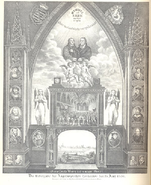 Gedenkblatt zur dritten Säkularfeier der Augsburger Konfession 1830, verlegt von Heinrich Gottlieb Kreussler in Wurzen
