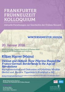 Poster zu Buchpräsentation Devout and Defiant How Pilgrims Shaped the Franco-German Borderlands in the Age of Revolutions